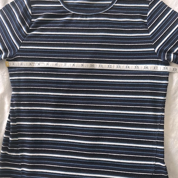 Gap Womens Metallic Blue Striped Feather Tee Long Sleeve Top, Size L - Picture 5 of 5